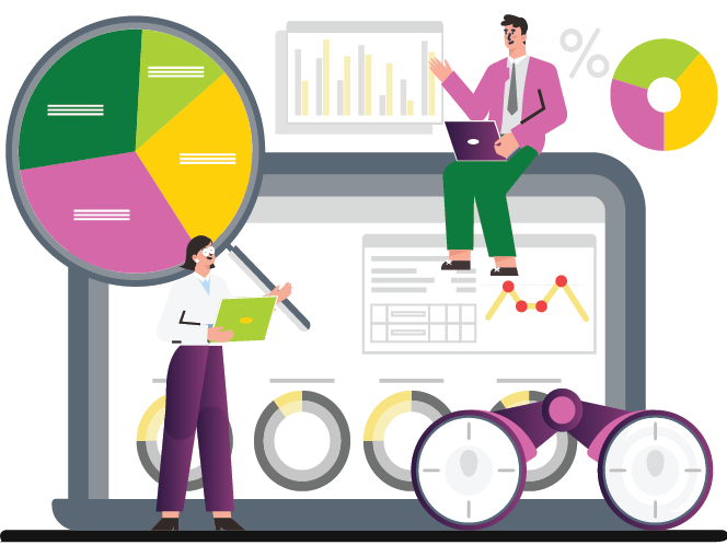 Illustration analyse business et graphiques